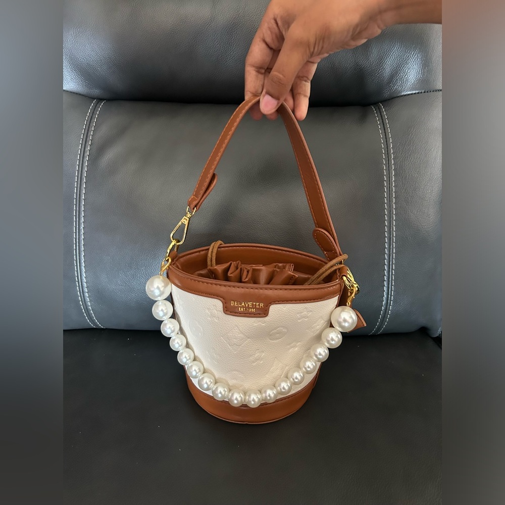 Mini Bucket Bag with Pearls - Picture 4 of 4